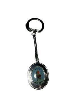 Vintage RCMP Canada Keychain Mountie Horse Silver Tone Souvenir Key Ring